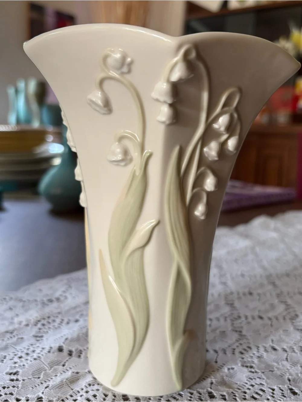 Lenox Art Deco inspired Floral Lilly Porcelain Gilded Age style Vase Wedding